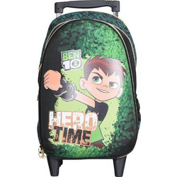 SunCe Ben 10 Σχολική Τσάντα Τρόλεϊ Δημοτικού Πράσινη AP1-7897