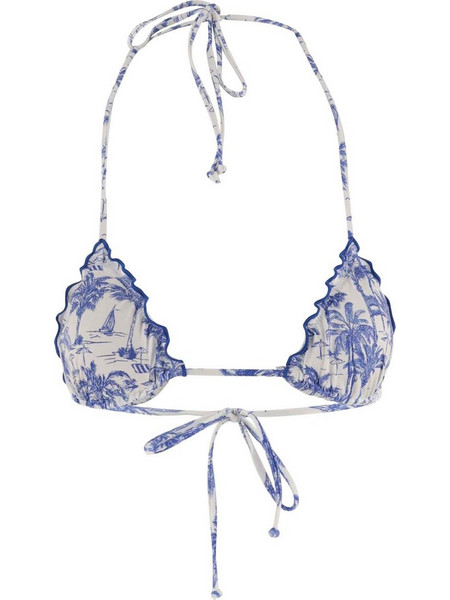 Mc2 Saint Barth Bikini Top Τριγωνάκι Λευκό Μπλε SAG0001-01826F