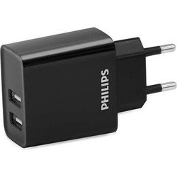 Philips Φορτιστής χωρίς Καλώδιο με 2 Θύρες USB-A 15W DLP261012 Black