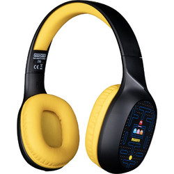 Konix Casque Pacman Ασύρματα Bluetooth Παιδικά Ακουστικά Over Ear Μαύρα Κίτρινα