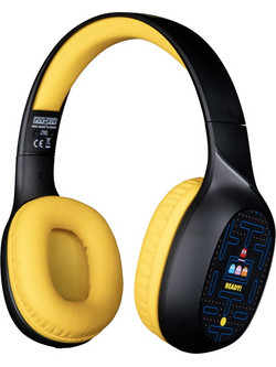 Konix Casque Pacman Ασύρματα Bluetooth Παιδικά Ακουστικά Over Ear Μαύρα Κίτρινα