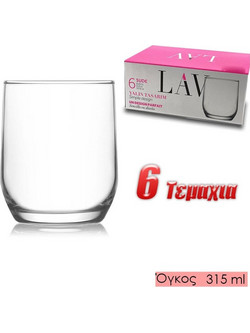 LAV Σετ Ποτήρια Χυμού Γυάλινα 315ml 6τμχ 0321.217