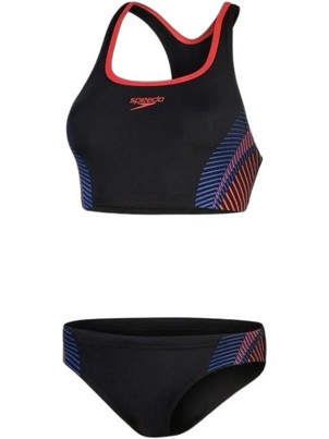 Speedo Placement Αθλητικό Γυναικείο Μαγιό Bikini Set Μαύρο Κόκκινο 8003060-16856