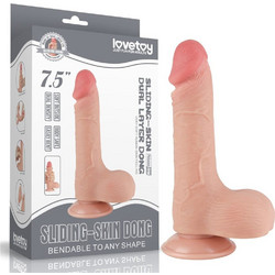 Lovetoy Sliding-Skin 7.5" Dual Layer Dong III Ρεαλιστικό Dildo με Βεντούζα & Όρχεις 19.5cm Flesh