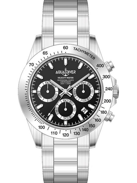 Aquadiver Velocity Master Ανδρικό Ρολόι Χρονογράφος με Ασημί Μεταλλικό Μπρασελέ SS22187G48