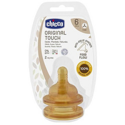 Chicco Original Touch Θηλή Καουτσούκ για Μπιμπερό 6m+ Υ-Cut 2τμχ