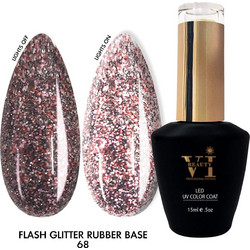 Mixcoco 68 Disco Rubber Base Glitter Ημιμόνιμο Βερνίκι Νυχιών 15ml