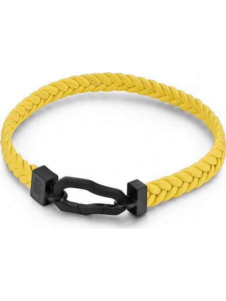 CAT Weave Ανδρικό Βραχιόλι Χειροπέδα από Δέρμα & Ατσάλι J017B30117