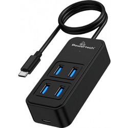 Powertech PTR-0156 USB Hub 3.0 USB-C με 5 Θύρες USB-A / USB-C & Εξωτερική Παροχή Ρεύματος
