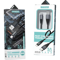 Treqa CA8843 Braided USB-A to USB-C 1m Black 017128