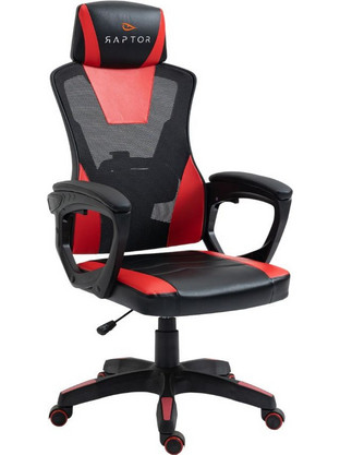 PoliHome Raptor Ace Καρέκλα Gaming Mesh Μαύρη Κόκκινη 162767549