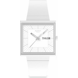 Swatch Ανδρικό Ρολόι με Λευκό Καουτσούκ Λουράκι SO34W700
