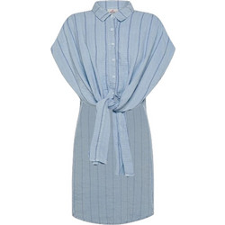Deha Camicia Mini Καλοκαιρινό Καθημερινό Φόρεμα Σεμιζιέ Λινό Γαλάζιο D02240-12506