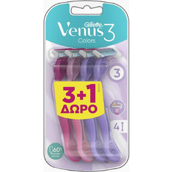 Gillette Venus 3 Colors Γυναικείο Ξυραφάκι μιας Χρήσης με 3 Λεπίδες 4τμχ