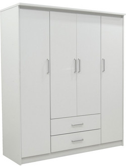 Pakoworld Τετράφυλλη Ντουλάπα Ρούχων Λευκή 159x57x183cm 123-000214