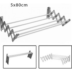 M5-80CM Πτυσσόμενη Βιδωτή Απλώστρα Ρούχων Τοίχου Αλουμινίου 80x40x5cm με Μήκος Απλώματος 6m