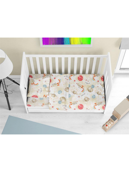 Dimcol Spaceship 186 Σετ Βρεφικά Σεντόνια Κούνιας Βαμβακερά 120x160 Beige