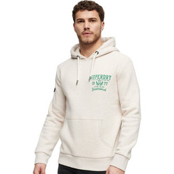 Superdry Athletic Script Flock Ανδρικό Αθλητικό Φούτερ με Κουκούλα Εκρού M2013607A-8AQ
