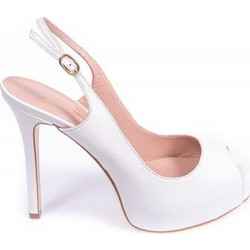 Mourtzi Γόβες Slingback Δερμάτινες με Τακούνι Στιλέτο & Φιάπα Λευκές 1/110309