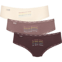 Sloggi 24/7 Weekend Holiday Βαμβακερά Γυναικεία Slip με Δαντέλα 3Pack 10198007-M003