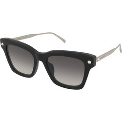 Alexander McQueen AM0483S 001 Γυναικεία Γυαλιά Ηλίου Τετράγωνα Ασημί Μαύρο με Μαύρο Φακό