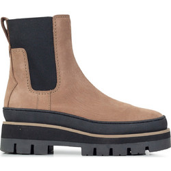Clarks Orianna 2 Γυναικεία Μποτάκια Chelsea Suede Nude με Χοντρό Χαμηλό Τακούνι 26174065