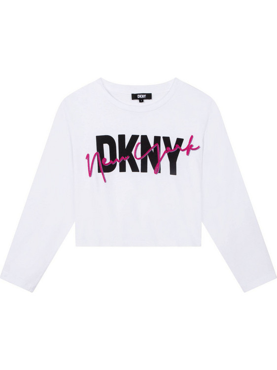 DKNY Παιδικό T-Shirt Μακρυμάνικο Λευκό D35S37/10B