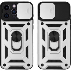 Sonique Ring Armor CamPro Back Cover Silver (iPhone 14 Pro Max)