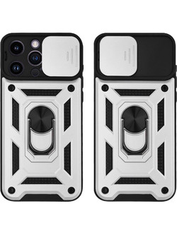 Sonique Ring Armor CamPro Back Cover Silver (iPhone 14 Pro Max)
