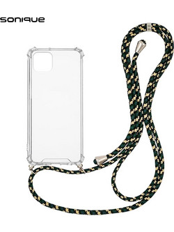 Sonique Strap Back Cover Transparent / Rainbow Green (iPhone 11)