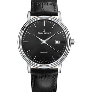 Claude Bernard Ανδρικό Ρολόι με Μαύρο Δερμάτινο Λουράκι 53009-3-NIN Claude Bernard Ανδρικό Ρολόι με Μαύρο Δερμάτινο Λουράκι 53009-3-NIN