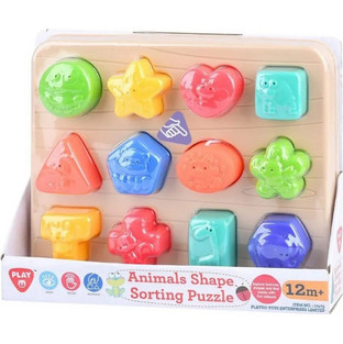 Παιδικό Puzzle Playgo Σχήματα Με Ζωάκια 12 Κομμάτια