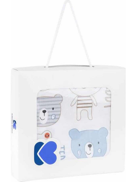 KikkaBoo Bear Πάνα Αγκαλιάς από Μουσελίνα Λευκή Γαλάζια 120x120cm