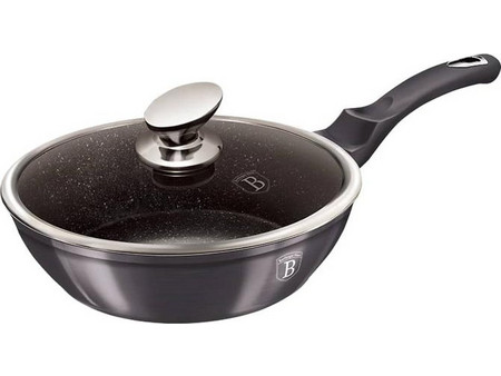 Berlinger Haus Metallic Line Carbon Τηγάνι Αλουμινίου Μαρμάρινη Επίστρωση με Καπάκι 24cm BH-6895