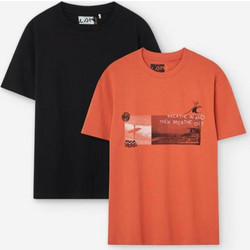 Losan Σετ Παιδικά T-Shirt Κοντομάνικα Πορτοκαλί Μαύρο LJBAP010325020