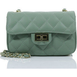 Passaggio Leather Γυναικείο Τσαντάκι Χιαστί Δερμάτινο Πράσινο Mint με Αλυσίδα 5842-KR-37