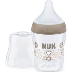 Nuk Perfect Match Heart Πλαστικό Μπιμπερό με Θηλή Σιλικόνης κατά των Κολικών 0+ Μηνών Ecru 150ml