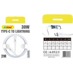 Andowl Q-SJ210 USB-C to Lightning Cable 30W 2m White 6809774000605