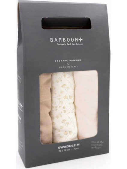 Bamboom Jasmine Πάνες Αγκαλιάς από Μουσελίνα Ροζ Μπεζ 70x70cm 3τμχ 263-JAS