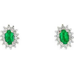 Million Diamonds Γυναικεία Σκουλαρίκια Καρφωτά από Λευκόχρυσο 18K με Διαμάντι & Σμαράγδι 21923