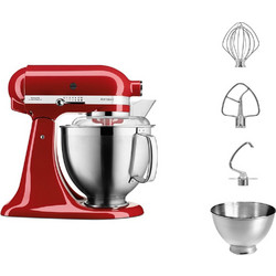 KitchenAid 5KSM185PSEER Κουζινομηχανή 300W με Ανοξείδωτο Κάδο 4.8lt