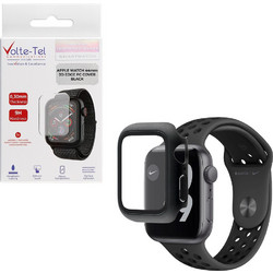 Volte-Tel Πλαστική Θήκη Tempered Glass για Apple Watch 4 / 5 / 6 / SE 44mm Μαύρη