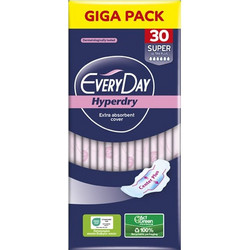 EveryDay Hyperdry Super Ultra Plus Σερβιέτες με Φτερά για Αυξημένη Ροή 6 Σταγόνες 30τμχ