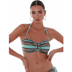 Bluepoint Candy Stripes Bikini Top Strapless με Ενίσχυση Τιρκουάζ 25066007-09