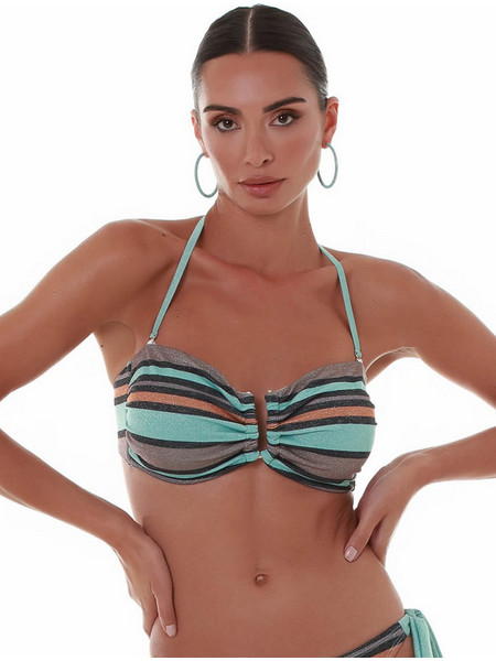 Bluepoint Candy Stripes Bikini Top Strapless με Ενίσχυση Τιρκουάζ 25066007-09