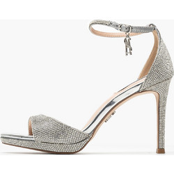 Steve Madden Evers Γυναικεία Πέδιλα Ασημί με Λεπτό Ψηλό Τακούνι Φιάπα και Στρας SM11003541-968