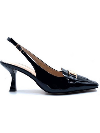 Versace 19V69 Γόβες Slingback Λουστρίνι με Λεπτό Ψηλό Τακούνι Μαύρες AM4C225-66