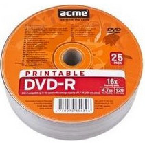 Acme Εγγράψιμα DVD-R 16x Printable 4.7GB 25τμχ