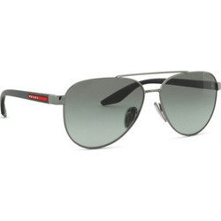 Prada PSA52S 5AV3M1 Ανδρικά Γυαλιά Ηλίου Aviator Κοκάλινα Μαύρα με Μαύρο Φακό