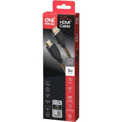 One For All Καλώδιο HDMI 2.1 Braided HDMI Male to HDMI Male 3m Black